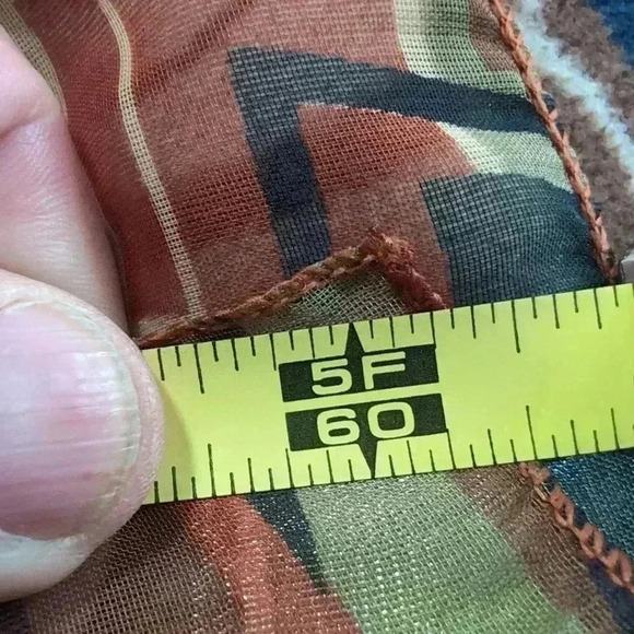 Red and Tan Geometric Pattern Squares and Rectangles 13 x 60 in - Picture 5 of 5